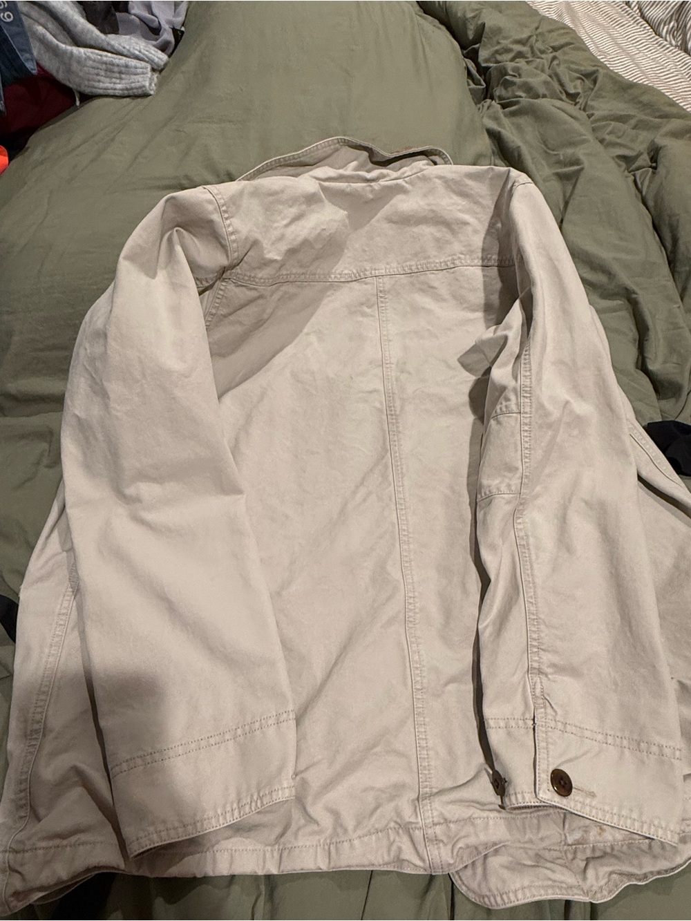 L.L. Bean Women's Light Cream Utility Jacket with Brown Corduroy Collar - Picture 2 of 3